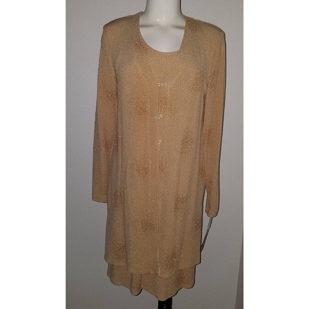 NEW Rabbit Rabbit Rabbit Designs Dress Jacket Set Gold Sparkle Size 8M MOTB VTG